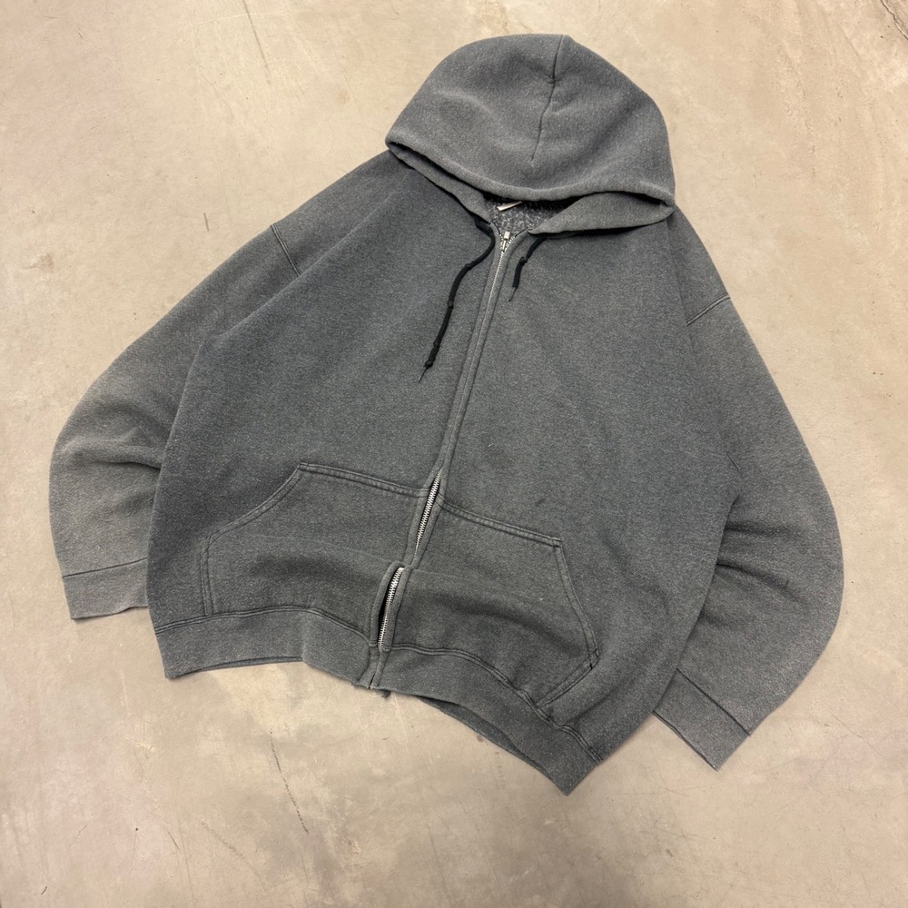 Vintage Honors Zip Up Hoodie Mens XL Faded Gray Made in USA Boxy Sweatshirt